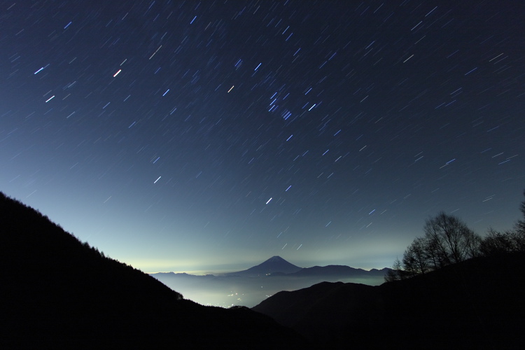 櫛形山からの星景富士