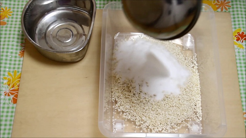 自家製米麹で味噌作りの工程13_塩