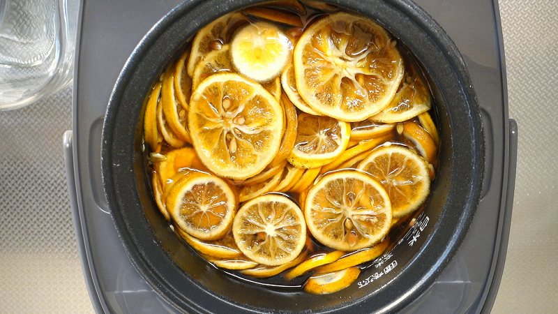 炊飯器で作るレモンシロップの作り方6_12時間後
