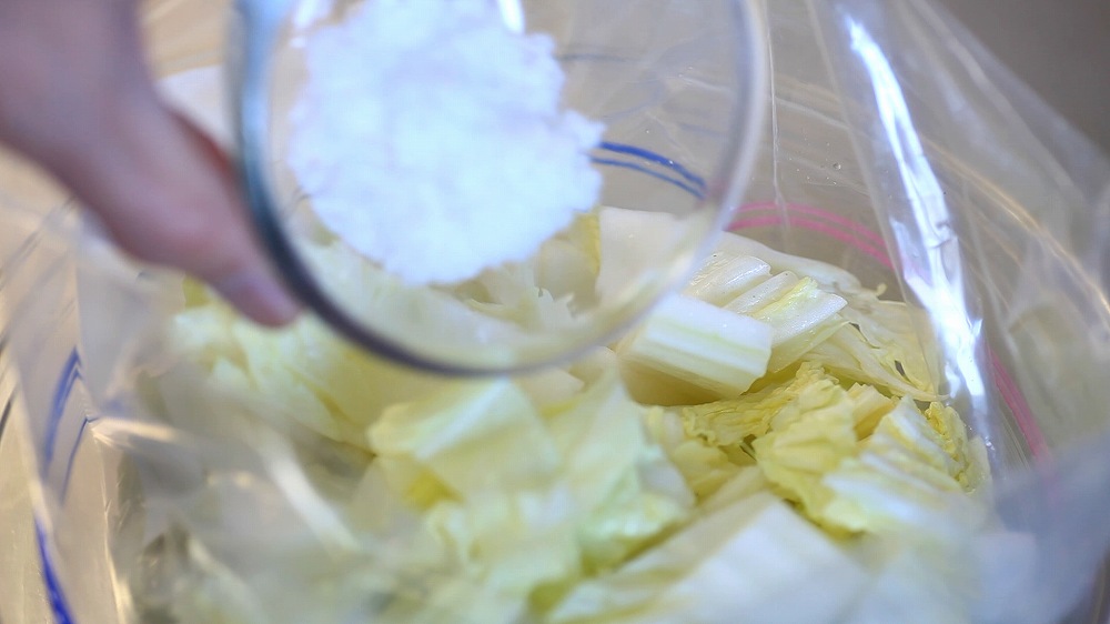 白菜の即席漬けの作り方4_塩