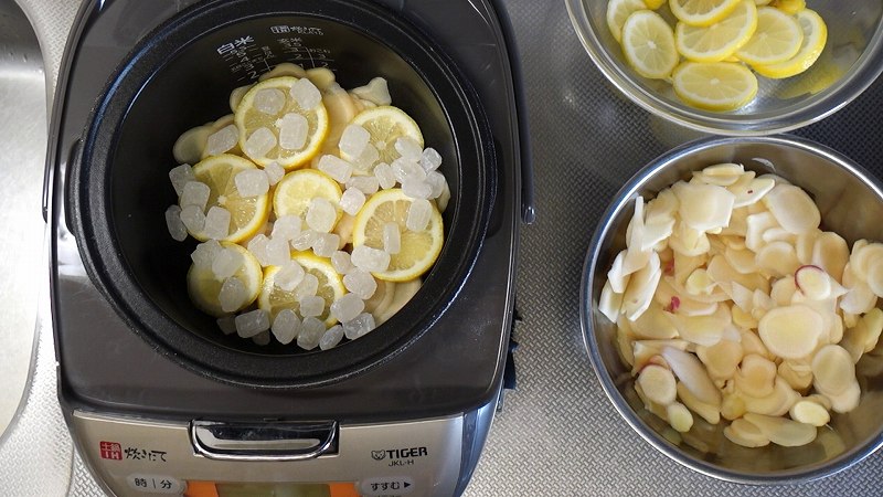 炊飯器で生姜シロップ作り方6_重ねていく